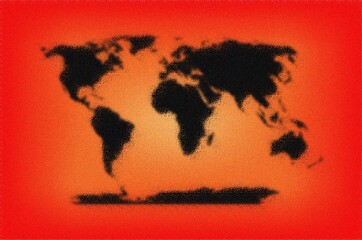 Black World Map Overlay on a Fiery Red Gradient Backdrop Abstract Background