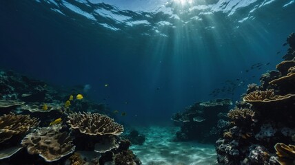 Obraz premium underwater dark color empty background in sea generate ai