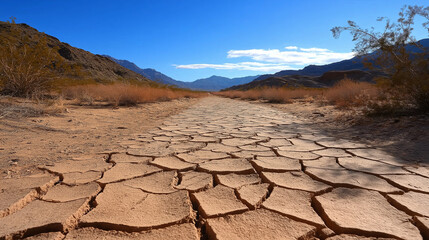 Cracked Earth in a Drought-Stricken Landscape