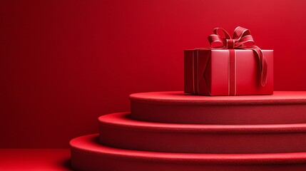 Red gift e-commerce promotion space scene