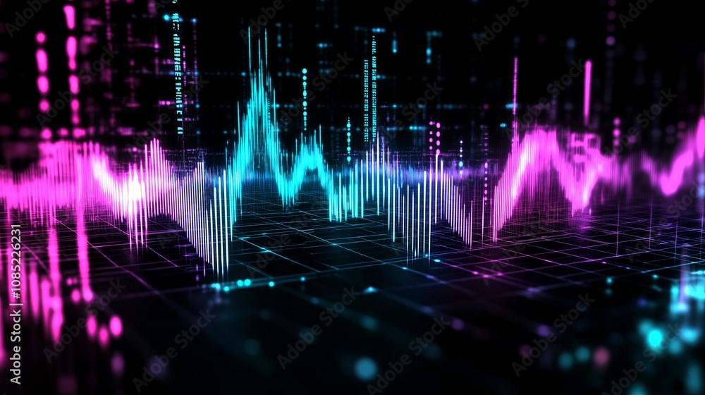 Poster digital waveforms in gradient color