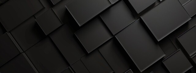 Black Background with Intersecting Lines and Squares for Design Banner Template, Featuring Abstract Minimalist Wallpaper with Copy Space on Black Background
