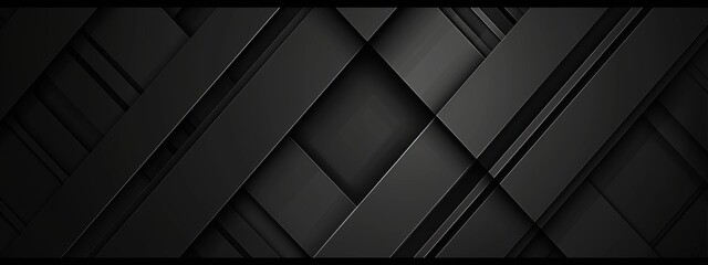 Minimalist abstract wallpaper featuring intersecting lines on a black background. Banner template with white space for text, perfect for modern and professional design uses.