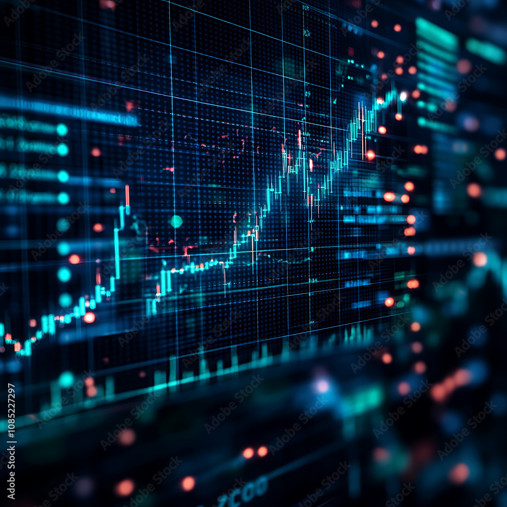 Aufkleber dynamic stock market charts and graphs display fluctuating trends, showcasing financial data and ana