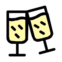 New year icon symbol- champagne icon