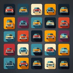 Fototapeta premium Collection of High-Quality Car Icons for Design Projects