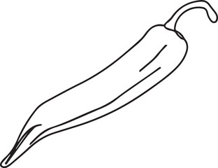 Continuous one line drawing of fresh chilly pepper icon in silhouette on a white background. Linear stylized, Minimalist.