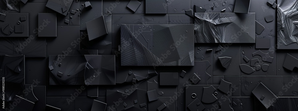 Aufkleber intricate geometric elements on black background with copy space for design. ideal for modern banner