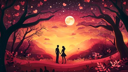 Naklejka premium Happy couple enjoy valentine's day, romantic relationship, valentine background