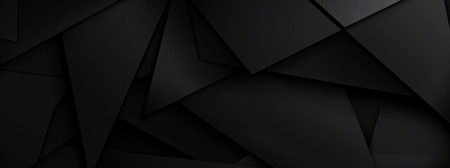 Fototapeta premium Abstract minimalist wallpaper with intricate geometric shapes on black background. Ideal for modern design and banner templates with copy space in the center for text.