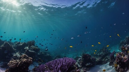 Fototapeta premium underwater purple empty background in sea generate ai