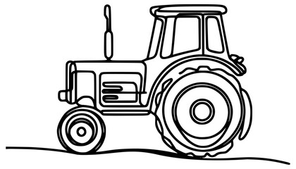 one line drawing tractor farm vehicle vector illustration template design © katsumatakun