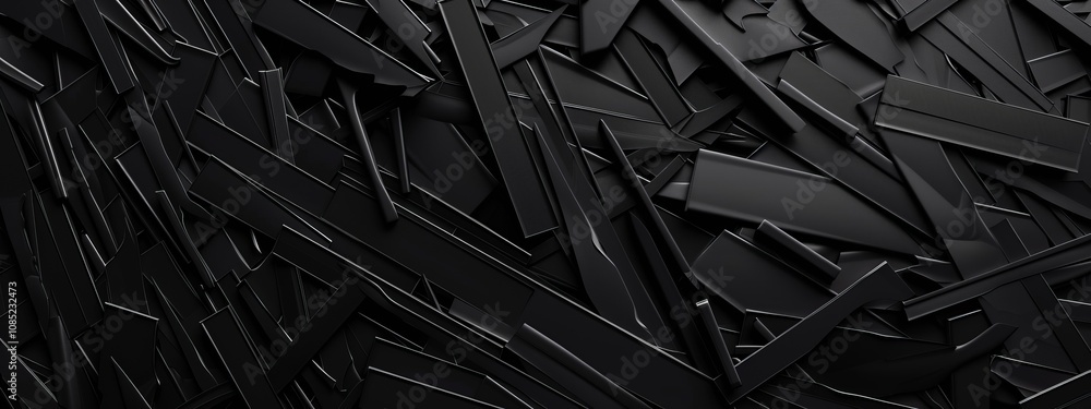 Poster irregular lines on a black background, minimalist design banner template with white space for text. 
