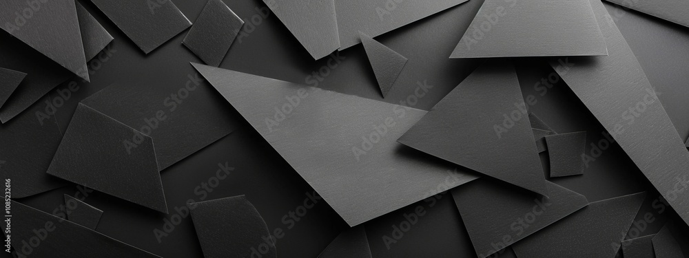 Aufkleber modern banner template with irregular polygons on black background. contemporary minimalist design w