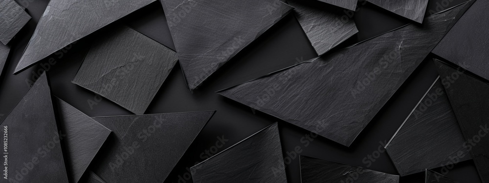 Aufkleber modern banner template with irregular polygons on black background. contemporary minimalist design w