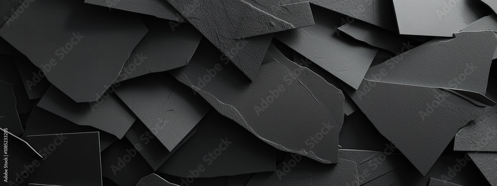 Poster black background with irregular shapes for design banner template, featuring abstract geometric wall