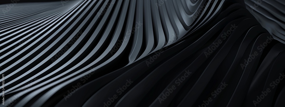 Poster Photo of Black Background with Linear Elements for Design, Featuring White Space in the Center for Text. Ideal for Banner Templates and Digital Projects. Abstract Minimalist Wallpaper.