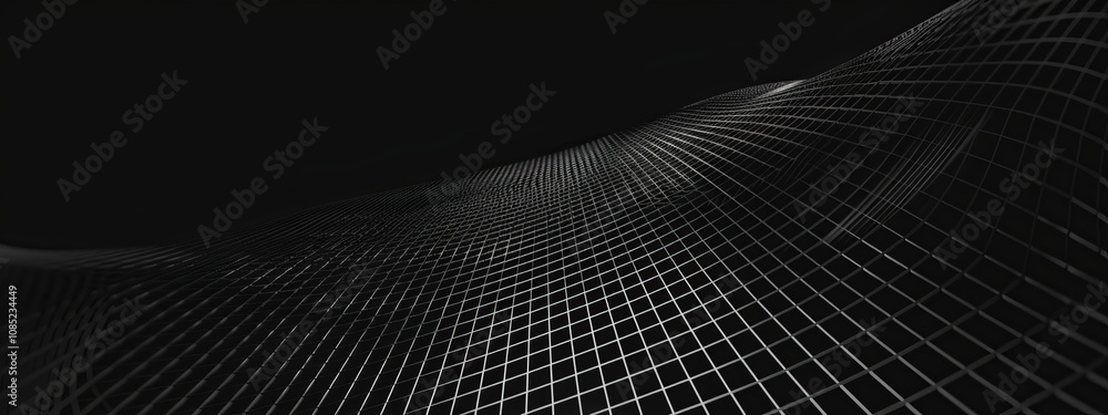Poster linear grids on a black background, minimalist design banner template with white space for text. ide