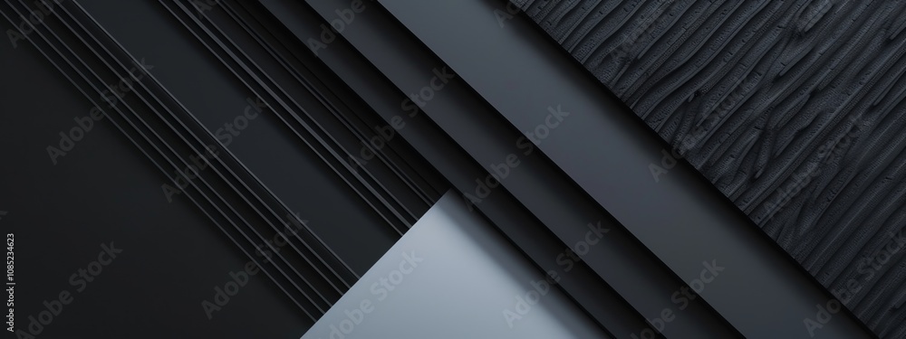 Poster Abstract dark linear pattern wallpaper with copy space. Minimalist design template with white center text area. Ideal for banners.