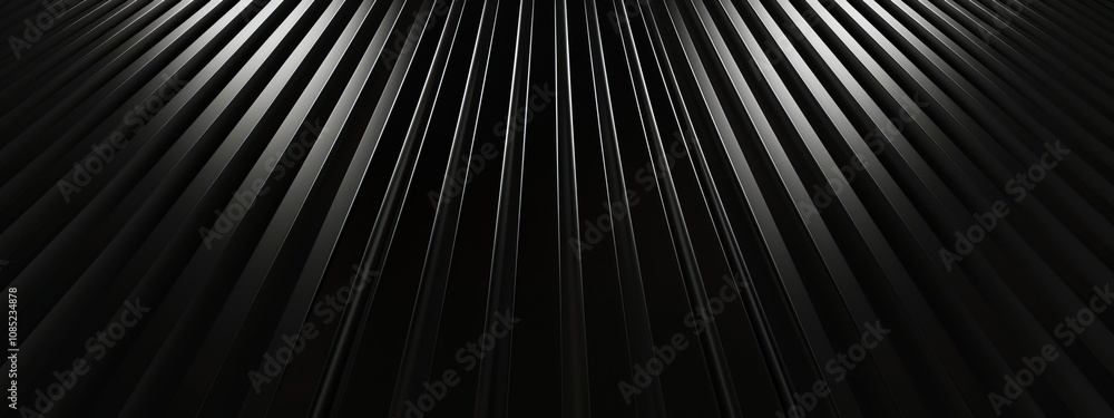 Poster Abstract Black Background with Linear Shapes, Banner Template with White Space for Text. Minimalist Wallpaper with Copy Space on Black Background. Geometric Modern Wallpaper.