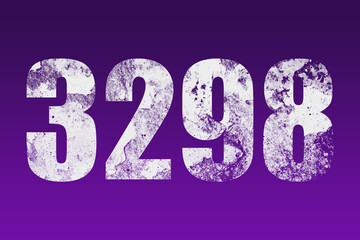 flat white grunge number of 3298 on purple background.