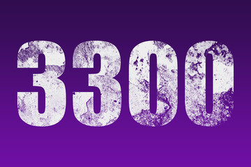 flat white grunge number of 3300 on purple background.