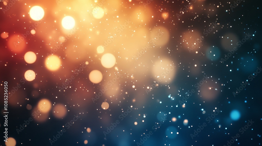 Poster Frosty Elegance: Abstract Bokeh Lights and Snowflake Patterns on Winter Gradient Canvas