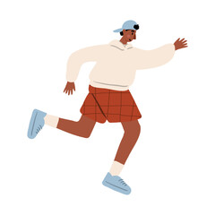 Cute vector illustration of black man, diverse character in everyday urban scenes. People walking dogs, using wheelchair, pushing stroller. individuals of various ages and ethnicities.