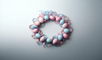 Obraz premium Easter Egg Wreath with Bright Pastel Eggs