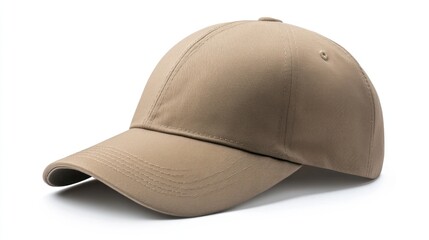 Fototapeta premium Beige Baseball Cap Isolated On White Background