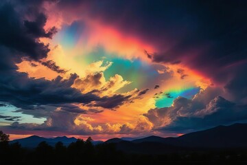 Obraz premium The evening sky has strange colors.