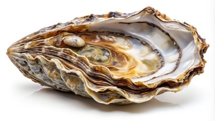 Oyster Shell Isolated on White Background - Natural Texture, Coastal Decor, Marine Life, Sea Shell, Organic Shape, Still Life, Minimalism, Coastal