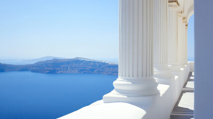 Serene Columns Overlooking the Blue Aegean Sea