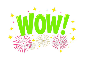 Obraz premium Comic Book Wow! Exclamation with Fireworks