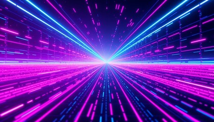 Obraz premium Futuristic Neon Tunnel Speed Data Light Technology Background