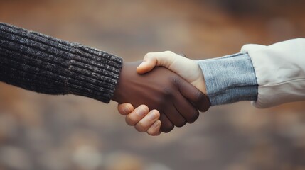 Two people shaking hands.
