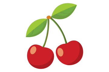 Obraz premium cherries with leaves with white background