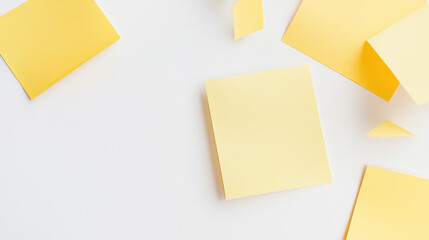 Fototapeta premium Yellow Sticky Notes on White Background