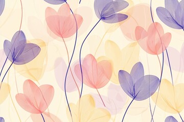Delicate Floral Pattern with Soft Colors and Elegant Lines