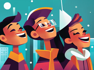 Happy Winter Holiday for Joyful School Children