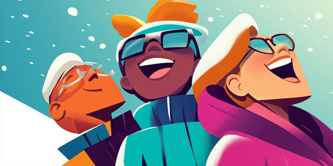 Excited School Children Celebrating New Year Festivities