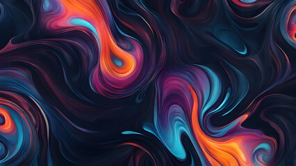 Obraz premium A colorful abstract painting with a blue and orange swirl