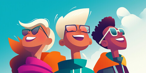 Smiling School Kids Celebrating the New Year Outdoors