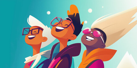 Happy School Children Celebrating New Year with Joyful Laughter