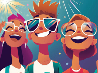 School Kids Celebrating New Year 