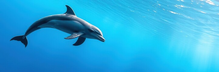 A vibrant dolphin blue background perfect for marine-themed designs, ocean, water © vilavanh
