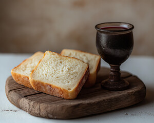 Last Supper Symbol with Bread and Wine