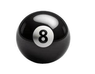 Black Pool ball with number 8 isolated on white background