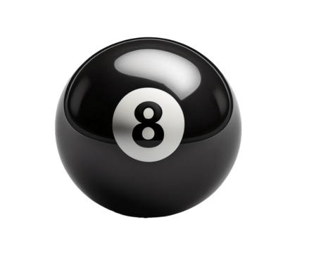 Black Pool ball with number 8 isolated on white background