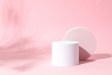 Props for product photography. Different podiums on a colored background